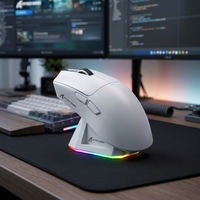 Mouse Gaming Nirkabel 2.4GHz, Ultra-Ringan, dengan Stasiun Pengisian Daya RGB untuk PC dan Laptop