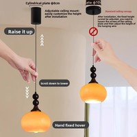 Lampe suspendue LED vintage, style français moderne du milieu du siècle, avec hauteur réglable pour chambre à coucher, entrée, bar, comptoir