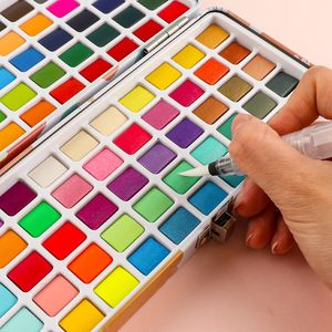Ensemble <span class=keywords><strong>de</strong></span> <span class=keywords><strong>peinture</strong></span> aquarelle 100 couleurs avec stylos pinceau à eau et <span class=keywords><strong>crayon</strong></span> à dessin, fournitures d'art, kit <span class=keywords><strong>de</strong></span> démarrage parfait pour la <span class=keywords><strong>peinture</strong></span> - Product Image 4