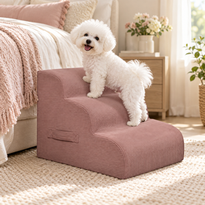 Tangga Anjing Berbahan Busa dengan Lapisan Korduroi Lembut 2/3/4 Tingkat, Desain Anti Selip untuk Anak Anjing, Anak Kucing, dan Anjing Tua untuk Mencapai Tempat Tidur/Sofa - Product Image 6
