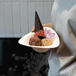 Vasos de papel desechables para <span class=keywords><strong>helado</strong></span> y postres, estilo croissant, diseño de pulpa, biodegradables, portátiles, para <span class=keywords><strong>helado</strong></span> raspado de castaña, para llevar - Product Image 2