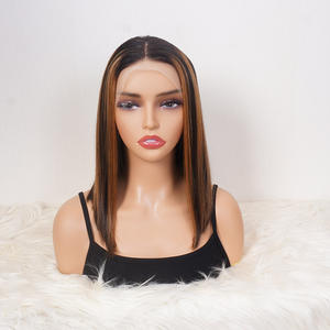 شعر مستعار بوب قصير مستقيم بألوان بارزة 1B / 30 لون باونا 13x4 دانتيل أمامي شعر مستعار بوب - Product Image 5