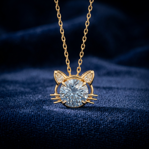 Gold <b>Cat</b> Design Pendant Necklace - Fine Jewelry <b>Gift</b> <b>for</b> <b>Her</b> - Customizable Gemstone Jewelry - Product Image 6