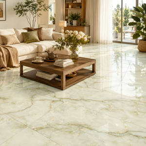 Piastrelle per Pavimenti 60x60 600x600mm, Gres Porcellanato Effetto Marmo Verde Chiaro <span class=keywords><strong>con</strong></span> Venature Dorate, Piastrelle Smaltate per Soggiorno - Product Image 5