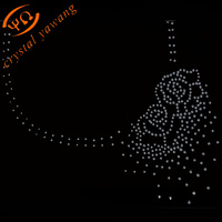 Transferts de strass thermocollants personnalisés pour encolures, motifs et appliques pour presse à chaud, vente en gros