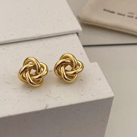 Anting-anting Retro Gaya Prancis yang Elegan, Desain Terpilin Mewah, Anting-anting Statement Desain Unik, Aksesoris Telinga Sederhana untuk Wanita