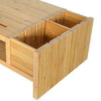 Support d'écran en bambou avec rangement pour ordinateur portable et organisateur de bureau