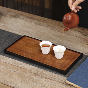 Bamboo Woven Dry <b>Tea</b> Tray Oval Rectangular Japanese Style <b>Tea</b> <b>Set</b> Holder Simple Household Use - Product Image 2