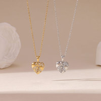 Joyería de acero inoxidable chapada en oro de 18K, collares con colgante de corazón en blanco abierto con alas de Ángel de circón a la moda para mujer