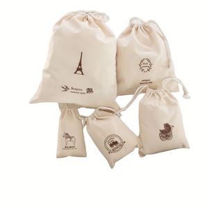 Organic Cotton Canvas Folding Letter Pattern <b>Drawstring</b> Gift Pouch <b>Bag</b> with Custom Logo Print-Wholesale - Product Image 1