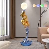 Grande sculpture de baleine Art Déco de luxe en résine, lampe de sol LED, décoration pour le bureau, la maison, accessoires créatifs