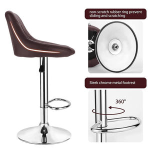 מודרני בר כיסאות סט של 2 גובה דלפק בר צואה עור מפוצל מסתובב מתכוונן כיסאות הבר הגבוהים עם חזרה - Product Image 4