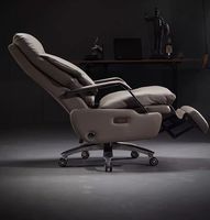 Chaise de bureau ergonomique en cuir synthétique, avec appui-tête et repose-pieds réglables, structure pivotante en métal pour bureau à domicile