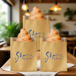Printing logo Bread Cookies Doughnuts Croissant Pancake <b>Roll</b> Stickers Oil-proof <b>White</b> <b>Paper</b> Bags Restaurant Customers Like Them - Product Image 1