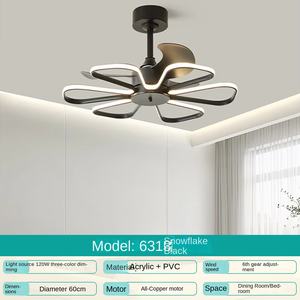 Simple Modern LED Electric Mute Residential Decoration LED Lighting Office Home Living Room Nordic Modern Chandelier With Fan - Product Image 6