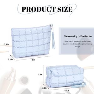 Versatile Checkered Down Cotton <b>Makeup</b> <b>Bag</b> with Smooth Zipper Multi-Purpose Toiletry Cosmetic Organizer for <b>Travel</b> Work Daily - Product Image 5