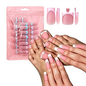 Pegatinas de <span class=keywords><strong>Uñas</strong></span> ABS Estilo Francés Mate Esmerilado de Longitud Media, Más Vendidas Transfronterizas, 60 Piezas, <span class=keywords><strong>Uñas</strong></span> Artificiales Listas <span class=keywords><strong>para</strong></span> Usar - Product Image 1
