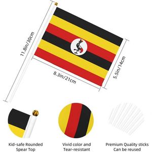 Manufacturer Direct Supply Uganda Ugandan Polyester Digital Printing Hand Waved Flying Mini <b>Flag</b> 5.5x8.2in with PVC Pole - Product Image 4