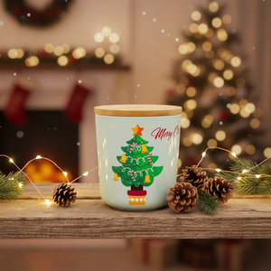 Joli pot à biscuits de Noël en céramique, contenants de cuisine, couvercles en <span class=keywords><strong>bois</strong></span> amovibles, étanches, durables, écologiques, forme cylindrique - Product Image 3