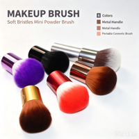 Pinceau de maquillage miniature avec logo personnalisé, 6 couleurs, poils doux, pinceau à poudre et blush, manche en métal, pinceau cosmétique en gros