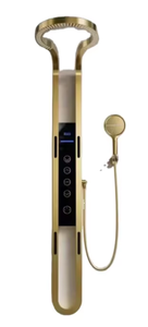 Grande cascade noire douche tenture murale anneau pressurisé en cuivre complet écran de douche de salle de bain ensemble jet de pluie jet laiton brossé - Product Image 3