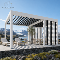 Pergola bioclimatique en alliage d'aluminium imperméable avec structure thermolaquée, certifiée CE, taille 3x3m et 3x4m pour l'extérieur