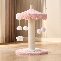 Jouet d'escalade pour chat haut de gamme populaire avec poteaux à gratter en tissu et boule suspendue – Durable, éducatif, rotatif, compact, Noël