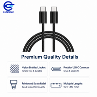 Câble de données USB 2.0 Type-C vers Type-C LUNGKAY, 480 Mbps, 100 W PD, charge rapide, USB C vers USB C, câble tressé en nylon, OEM ODM personnalisé