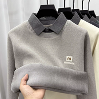 Pull en maille à col rond pour homme, couleur unie, personnalisable avec logo OEM, style décontracté et professionnel