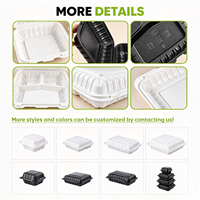 Conteneur alimentaire jetable en plastique MFPP écologique de qualité alimentaire blanc à charnière avec couvercle moderne pour plats à emporter, étanche et recyclable