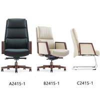 Chaise de luxe au design moderne à dossier haut avec accoudoir en bois Chaise de bureau de direction inclinable pour patron