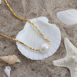 RINNTIN-collar de perlas de agua dulce de Plata de Ley 925, chapadas en oro de 14K collar de perlas, joyería Original GPN36 - Product Image 5