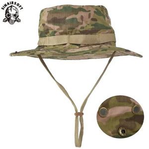 Sombrero Táctico de Ala Ancha para Exteriores, Estilo Boonie, Camuflaje, Transpirable, para la Selva, con Ojales y Cordón, Hecho de Nailon, Poliéster y Algodón - Product Image 4
