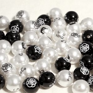 16mm Imitation Perle Fleur Impression Dessin Animé Symbole Perles Rondes Diy Téléphone Mobile Chaîne Pendentif Bijoux - Product Image 4