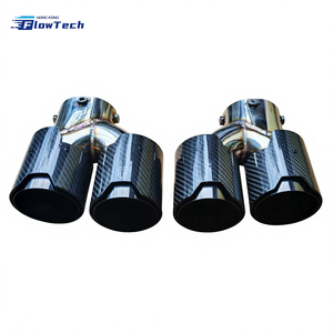 Puntas de escape cuádruples de fibra de carbono brillante para BMW 340i G20 M340i, reemplazo de tubo de escape con ajuste OEM e interior de acero inoxidable - Product Image 1