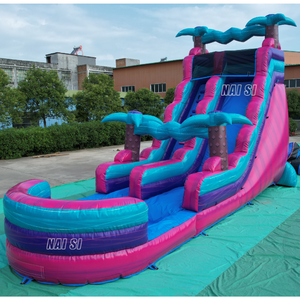 Toboggan aquatique gonflable rose de 18 pieds pour jardin, château aquatique commercial, <span class=keywords><strong>ballon</strong></span> de saut pour enfants avec piscine à éclaboussures pour l'été - Product Image 4