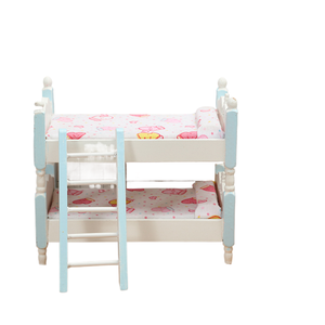 Хорошее качество haochang 1:12 кукольный домик мини мебель спальня детская двухъярусная кровать Миниатюрная модель играть каждая семья мультфильм украшения - Product Image 1