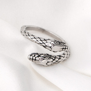 Double Headed Snake Open <b>Ring</b> <b>Titanium</b> Steel Unisex Fashion Jewelry Gift Animal Zodiac Design XYR0055 - Product Image 1
