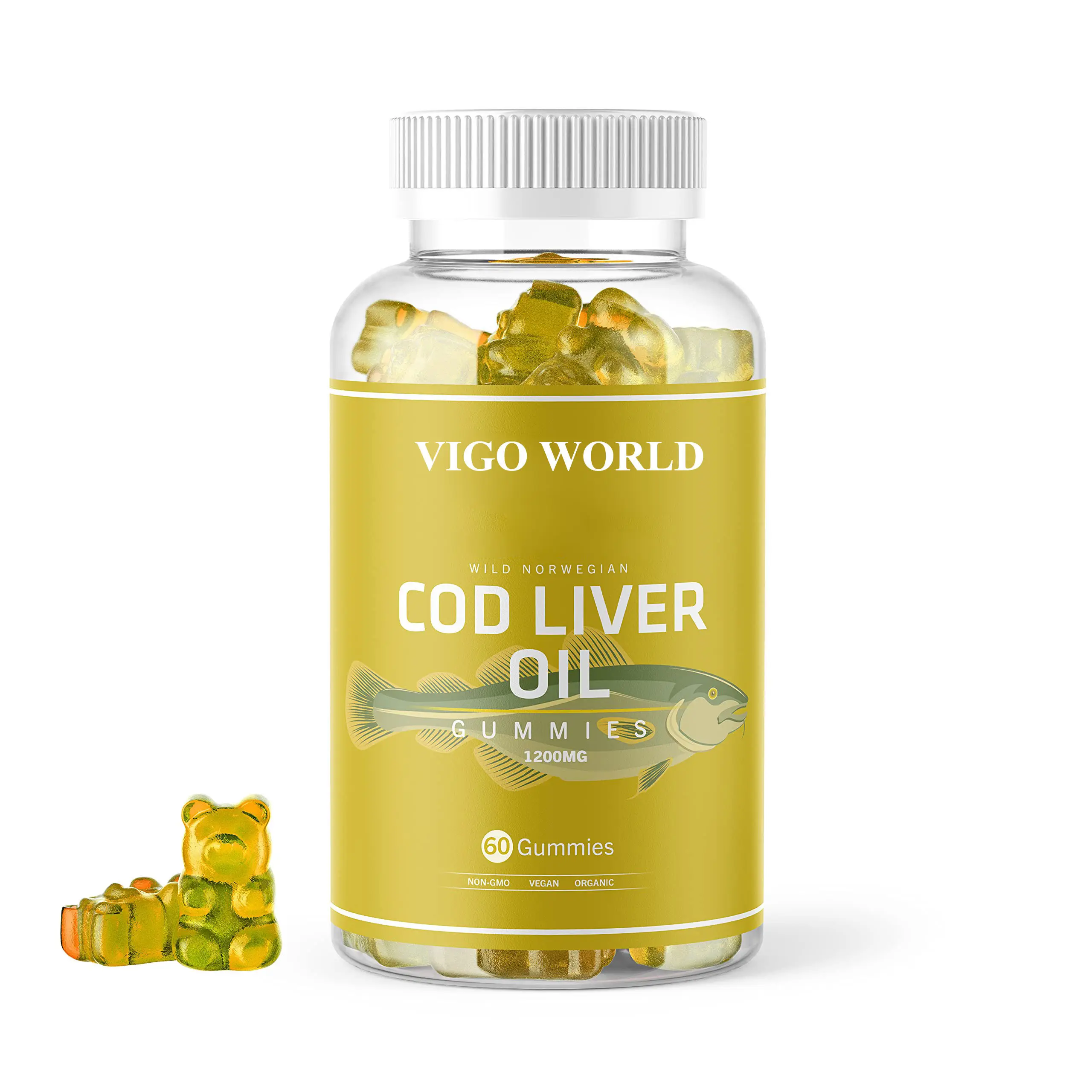 Doğal Omega 3 Cod balık yağı sakızlı EPA & DHA ve vitaminler destek göz ve beyin ve bağışıklık sistemi sağlık yetişkinler için