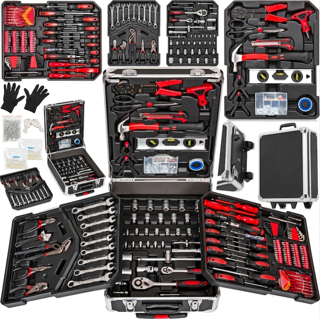 Wholesale 1500PCS Aluminum Tool case Portable Trolley Tool Box with Wheels Professional Tool Kit for Car Garage Repair OEM/ODM