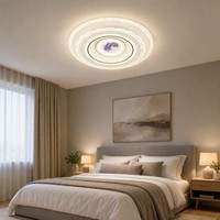 Plafonnier rond à montage en surface Zhongshan avec motif plume, panneaux annulaires concentriques couleur lavande, cadre blanc et accents noirs