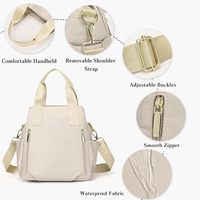 Sac bandoulière en nylon pour femme - Sac à bandoulière imperméable avec fermeture éclair, deux poignées, plusieurs poches et poignée supérieure