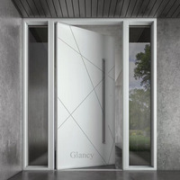 Porte gagnant Maison moderne de luxe Villa Entrée principale Porte d'entrée bois verre avec portes latérales design pivotant en bois