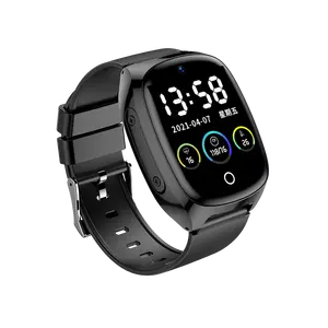 D300 jam tangan GPS 4G untuk orang tua, jam tangan pintar IP68 tahan air pelacak GPS WiFi/denyut jantung tekanan darah hitam emas