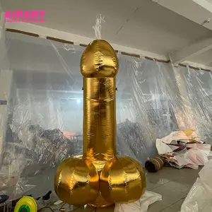 巨型充气金色阴茎气球，炸毁充气性感玩具