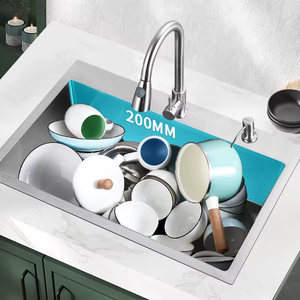 Tieba OEM <b>Kitchen</b> <b>Sink</b> 304 Stainless Steel Polished Modern Thermostatic <b>Faucet</b> LED Light Four Hole Pull-Down Pull-Out Spray - Product Image 5