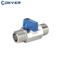 Vanne à boisseau sphérique manuelle COKVER Mini SS304 en acier inoxydable, filetage femelle/mâle, 1/4 pouce, pour eau haute température