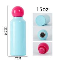 Bouteille d'eau sphérique de 15 oz pour enfants, en acier inoxydable, isotherme, avec couvercle élégant en forme de boule