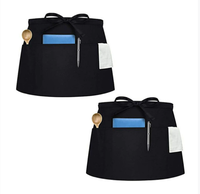 Tablier de serveur court en coton polyester noir à 3 poches et 2 poches pour la cuisine, le café et le bar.