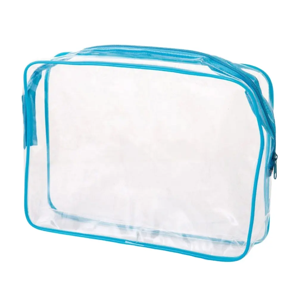 Eco-friendly Simple Design Square Shape PVC Transparent Waterproof Makeup Cosmetic Zipper Bag